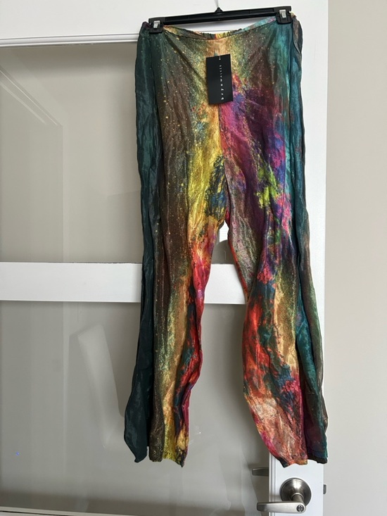 bryn Walker Pants - bryn Walker Multicolor Metallic Sheer Wide-Leg Pants